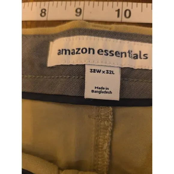 NWT Amazon Essentials Pants Khaki Mens 38x32 Straight Leg Chino - Picture 3 of 5